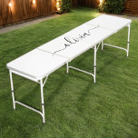 Black White Modern Script Girly Monogram Name Beer Pong Table<br><div class="desc">Black and White Simple Script Name Beer Pong Table. This makes the perfect sweet 16 birthday,  wedding,  bridal shower,  anniversary,  baby shower or bachelorette party gift for someone that loves glam luxury and chic styles.</div>