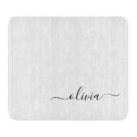 Black White Modern Script Girly Monogram Name
