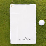 Black White Modern Script Girly Monogram Name Golf Towel<br><div class="desc">Back and White Monogram Name Golf Towel. This makes the perfect sweet 16 birthday,  wedding,  bridal shower,  anniversary,  baby shower or bachelorette party gift for someone that loves glam luxury and chic styles.</div>