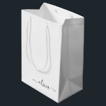 Black White Modern Script Girly Monogram Name Medium Gift Bag<br><div class="desc">Black and White Simple Script Monogram Name Gift Bag. This makes the perfect sweet 16 birthday,  wedding,  bridal shower,  anniversary,  baby shower or bachelorette party gift bag for someone that loves glam luxury and chic styles.</div>