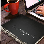 Black White Modern Script Girly Monogram Name Notebook<br><div class="desc">Black and White Simple Script Monogram Name Spiral Notebook Planner. This makes the perfect sweet 16 birthday,  wedding,  bridal shower,  anniversary,  baby shower or bachelorette party gift for someone that loves glam luxury and chic styles.</div>