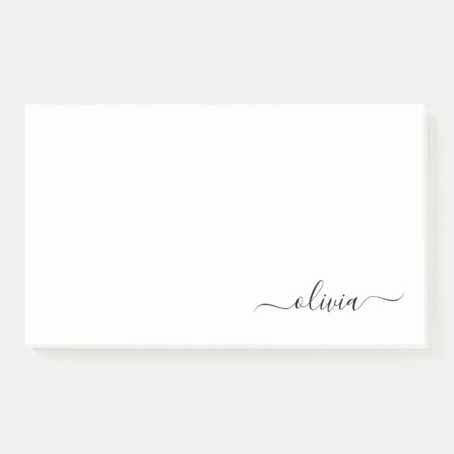 Black White Modern Script Girly Monogram Name Post-it Notes (Front)