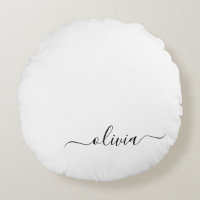 Black White Modern Script Girly Monogram Name