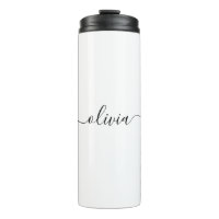 Black White Modern Script Girly Monogram Name