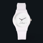 Black White Modern Script Girly Monogram Name Watch<br><div class="desc">Black and White Simple Script Monogram Name Watch. This makes the perfect graduation,  birthday,  wedding,  bridal shower,  anniversary,  baby shower or bachelorette party gift for someone that loves glam luxury and chic styles.</div>