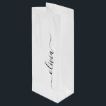 Black White Modern Script Girly Monogram Name Wine Gift Bag<br><div class="desc">Black and White Simple Script Monogram Name Gift Bag. This makes the perfect sweet 16 birthday,  wedding,  bridal shower,  anniversary,  baby shower or bachelorette party gift bag for someone that loves glam luxury and chic styles.</div>