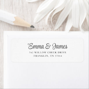 Black & White Modern Script Wedding Return Address Label
