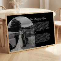 Black & White Modern Script Wedding Vow Arch Photo