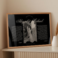 Black & White Modern Script  Wedding Vows w/ Photo