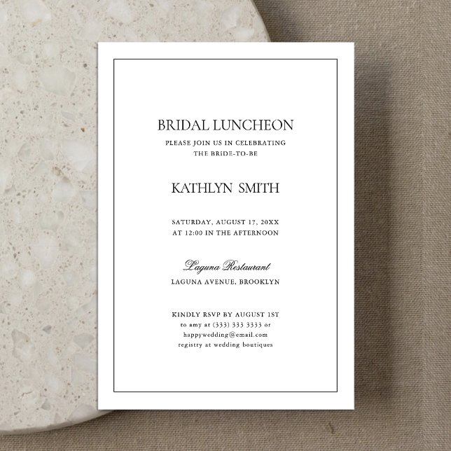 Black White Modern Simple Border Bridal Luncheon Invitation (Creator Uploaded)