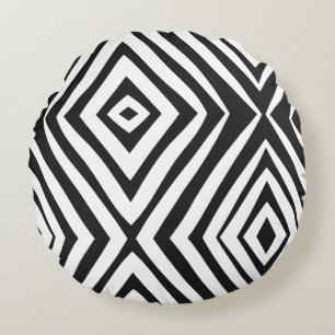Black White Modern Simple Round Cushion