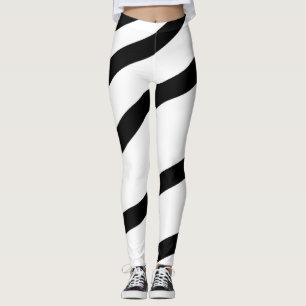 Black White Modern Stripes Leggings