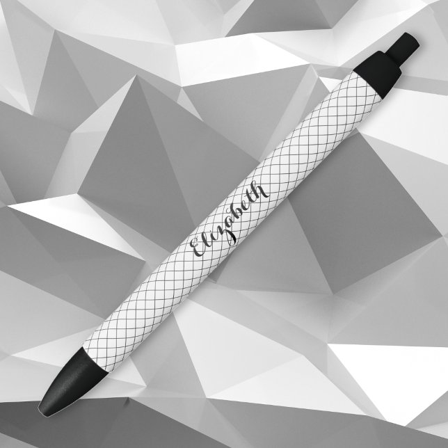 Black White Modern Stylish Pattern Monogrammed Black Ink Pen (Black White Modern Stylish Pattern Monogrammed Black Ink Pen)