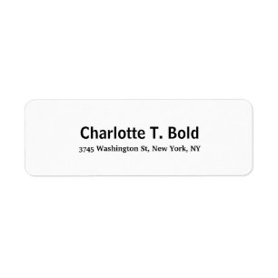 Black White Modern Stylish Trend Elegant Bold Text Return Address Label