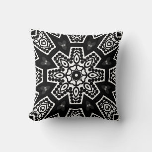 Black & White Modern Tribal Geometry Cushion