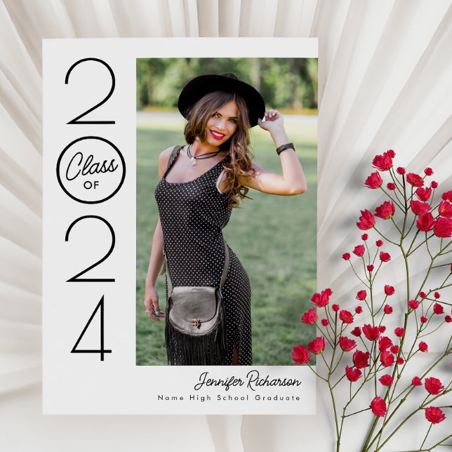 Black & White Modern Typography Photo Graduation Announcement (Creator Uploaded)
