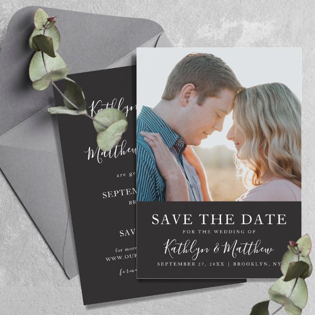 Black & White Modern Typography Photo Wedding Save The Date (Creator Uploaded)