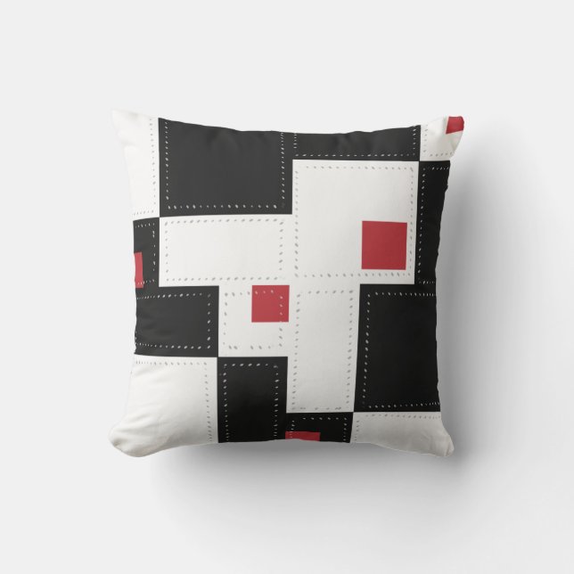 Black White Modern Vintage Patchwork Throw Pillow (Front)