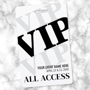 Black White Modern VIP Event ID Badge