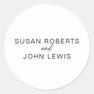 Black & White Modern Wedding Classic Round Sticke Sticker