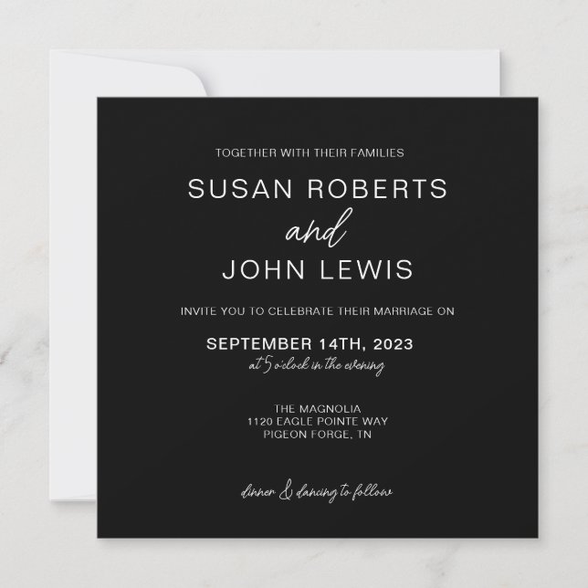Black & White Modern Wedding Invitation  (Front)