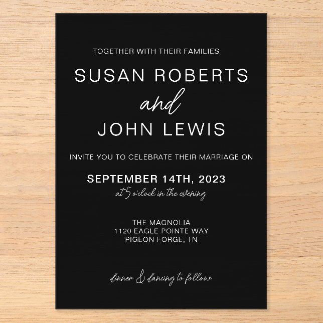 Black & White Modern Wedding Invitation  (Front)