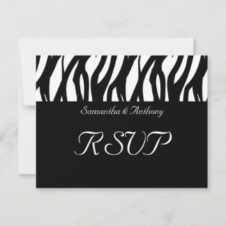 Black/White Modernist Stripe Wedding RSVP Cards
