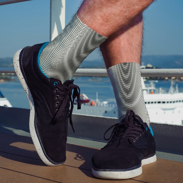   Black & White Moiré Stripes Cool Trippy Abstract Socks (Creator Uploaded)