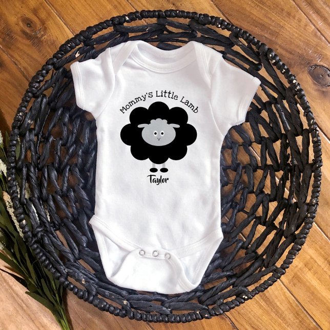 Black White Mommys Little Lamb Gender Neutral Cute Baby Bodysuit (Creator Uploaded)