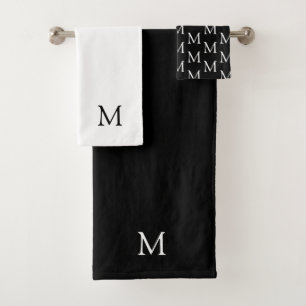 Black & White Monogram Bath Towel Set