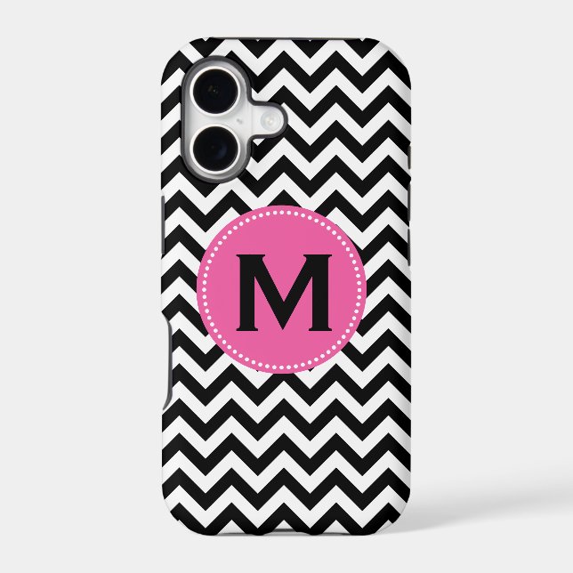 Black White Monogram Chevron Pattern (Back)