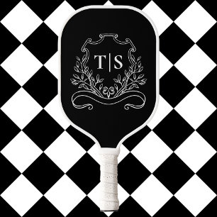 Black & White Monogram Classic Crest Pickleball Paddle