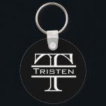 Black White Monogram Classic Name Key Ring<br><div class="desc">This design was created from my one-of-a-kind fluid acrylic painting. It may be personalised by clicking the customise button and changing the name, initials or words. You may also change the text colour and style or delete the text for an image only design. Contact me at colorflowcreations@gmail.com if you with...</div>