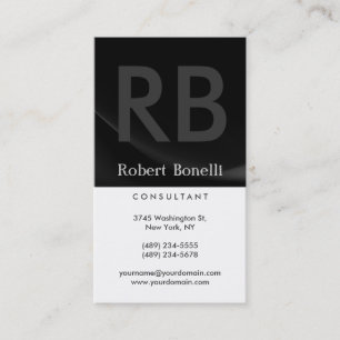 Black White Monogram Consultant Business Card
