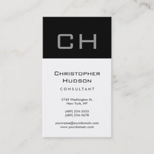 Black White Monogram Consultant Business Card
