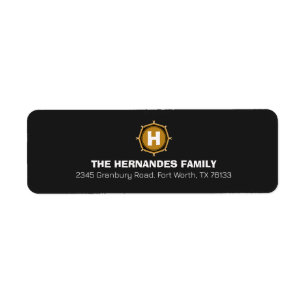 Black & White Monogram Family Name Return Address Return Address Label