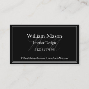 Black & White Monogram Framed Business Card