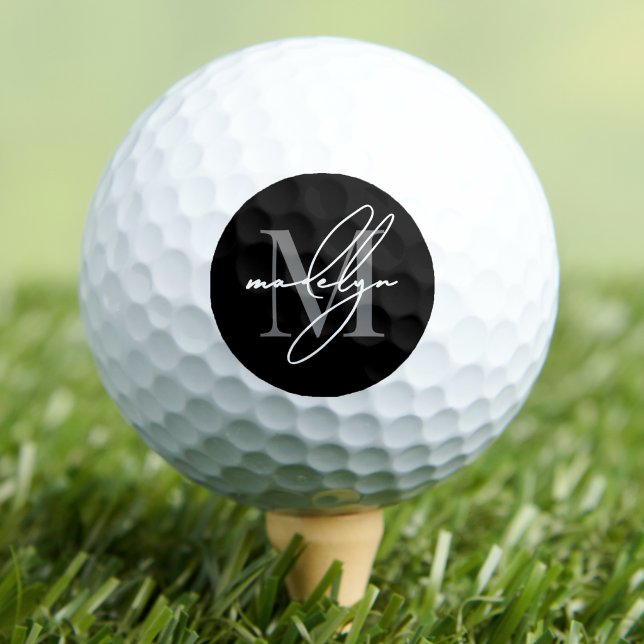 Black White Monogram Golf Balls (Black White Monogram Golf Balls)
