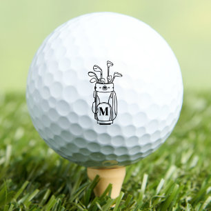 Black White Monogram Golf Balls