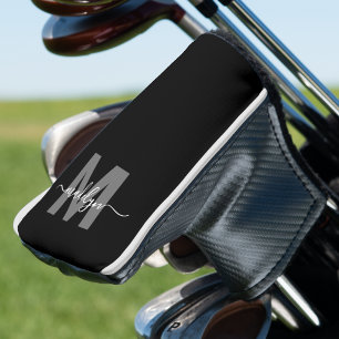 Black White Monogram Golf Head Cover