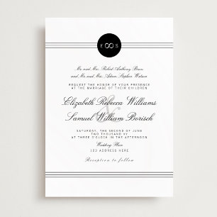 Black White Monogram Infinity Wedding Invite