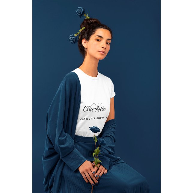 Black white monogram initails name minimalist T-Shirt (Creator Uploaded)