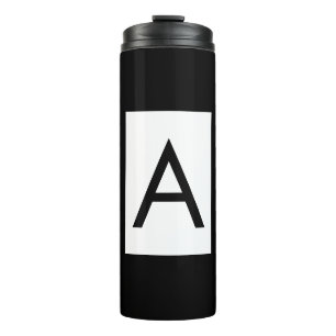 Black White Monogram Initial Letter Modern Plain Thermal Tumbler