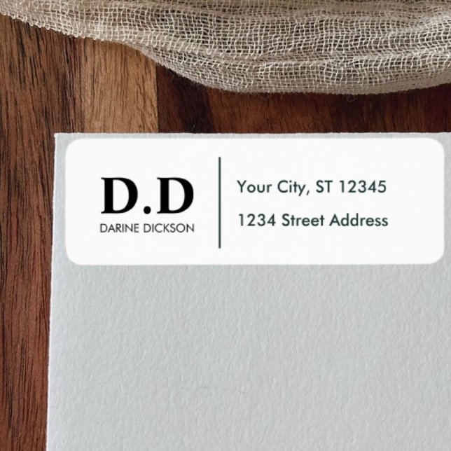 Black White Monogram Initial Return Address  Return Address Label (Creator Uploaded)