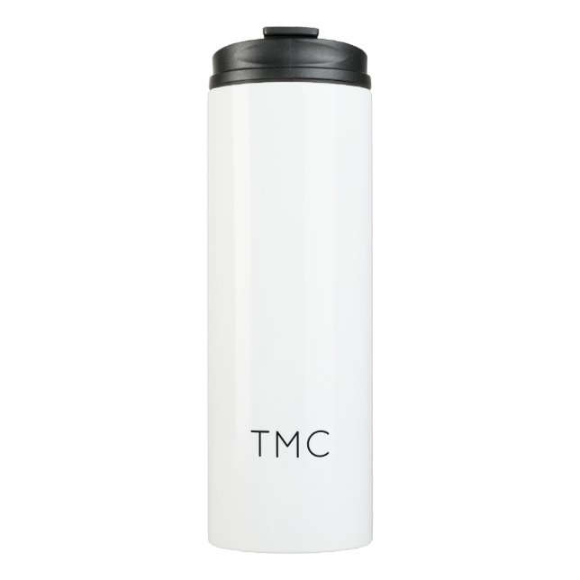 Black White Monogram Initials Classic  Thermal Tumbler (Front)