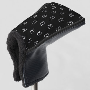 Black white monogram initials minimalist golf head cover