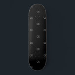 Black white monogram initials minimalist skateboard<br><div class="desc">A stylish black background decorated with your monogram initals as a pattern. White letters. For both him and her.</div>