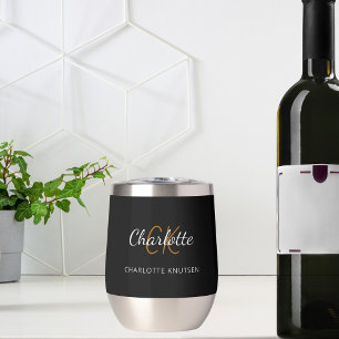 Black white monogram initials name