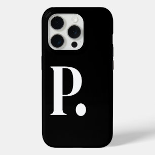 Black White Monogram Letter Basic Colour Minimalis iPhone 15 Pro Case