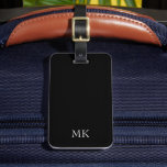 Black White Monogram  Luggage Tag<br><div class="desc">Modern Black White Monogram Suitcases. Beautiful design featuring white double initial monogram text on black. Personalise with your own text. Would make an excellent gift for birthdays,  holidays,  graduations,  promotions,  any special occasion,  or everyday.</div>